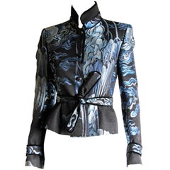 Heavenly Tom Ford YSL Rive Gauche FW 2004 Mink Trimmed Chinoiserie Jacket! FR 38