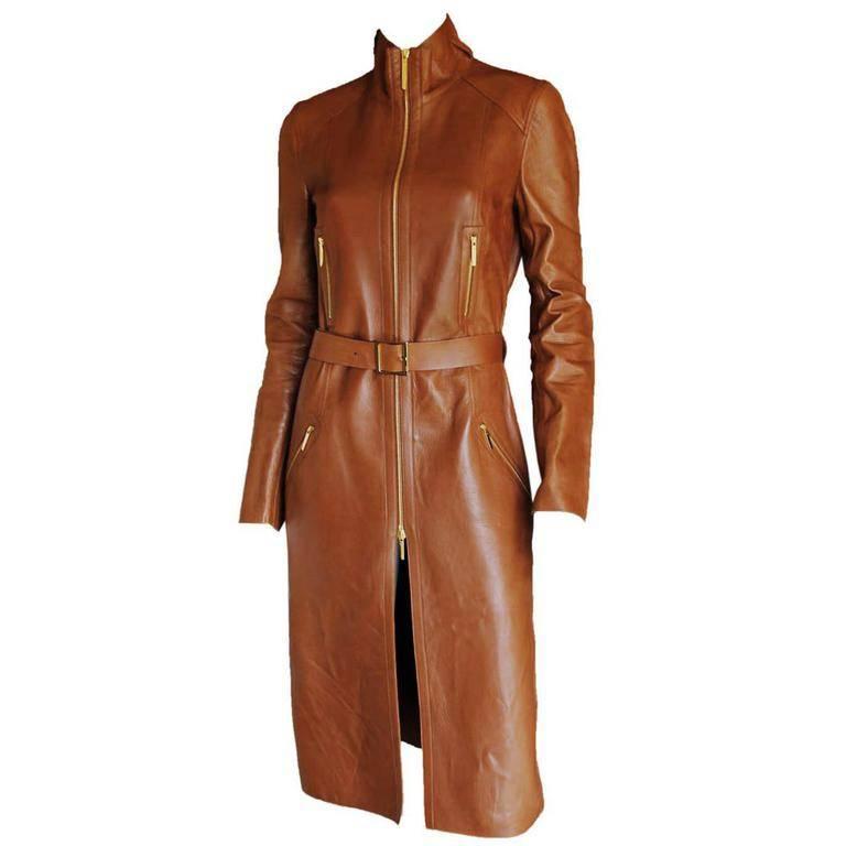 That Gorgeous Tom Ford Gucci FW 2001 Collection Brown Leather Runway Coat! IT 42