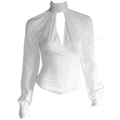 That Heavenly Tom Ford Gucci FW 2003 Collection White Corseted LS Blouse! IT 40