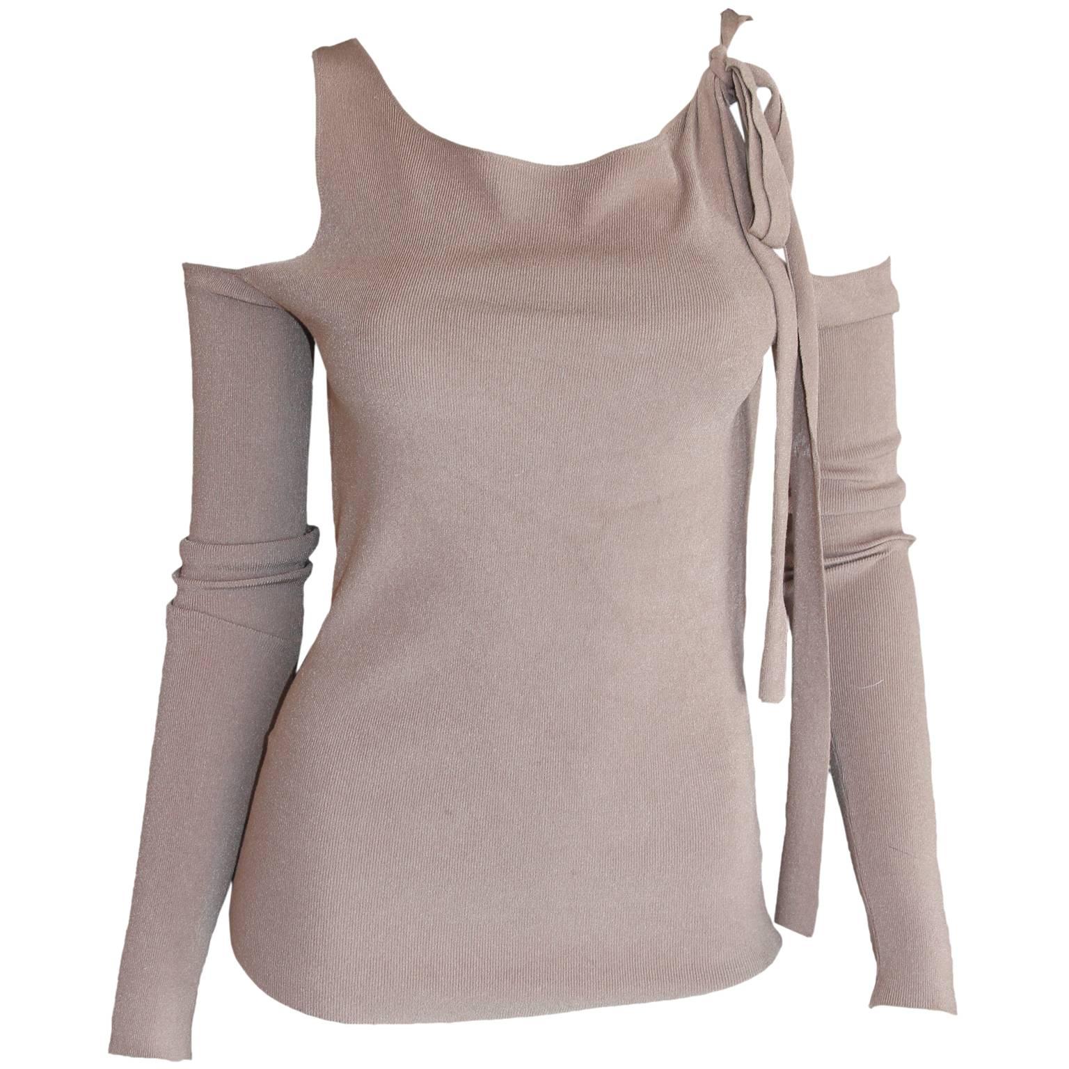 The Most Gorgeous Tom Ford For Gucci FW2003 Mauve Brown Cold-Shoulder Sweater! L For Sale