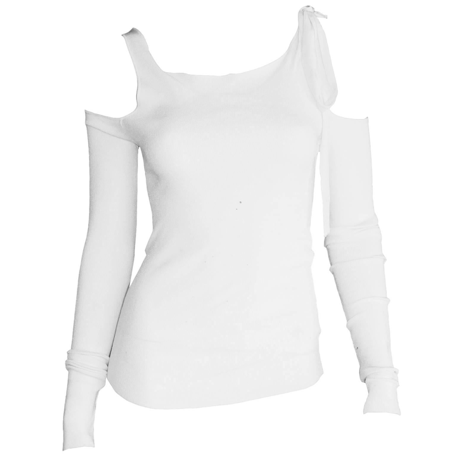 The Most Gorgeous Tom Ford For Gucci FW 2003 White Cold-Shoulder Sweater! L For Sale