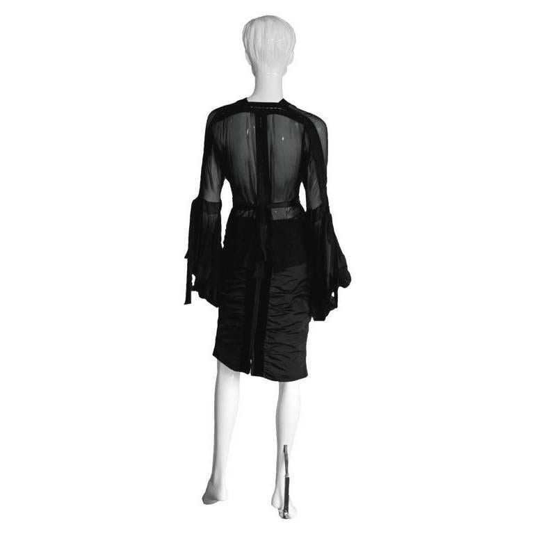 Tom Ford Yves Saint Laurent YSL Rive Gauche FW 2002 Poet Blouse and Skirt FR40 In Good Condition For Sale In Melbourne, AU