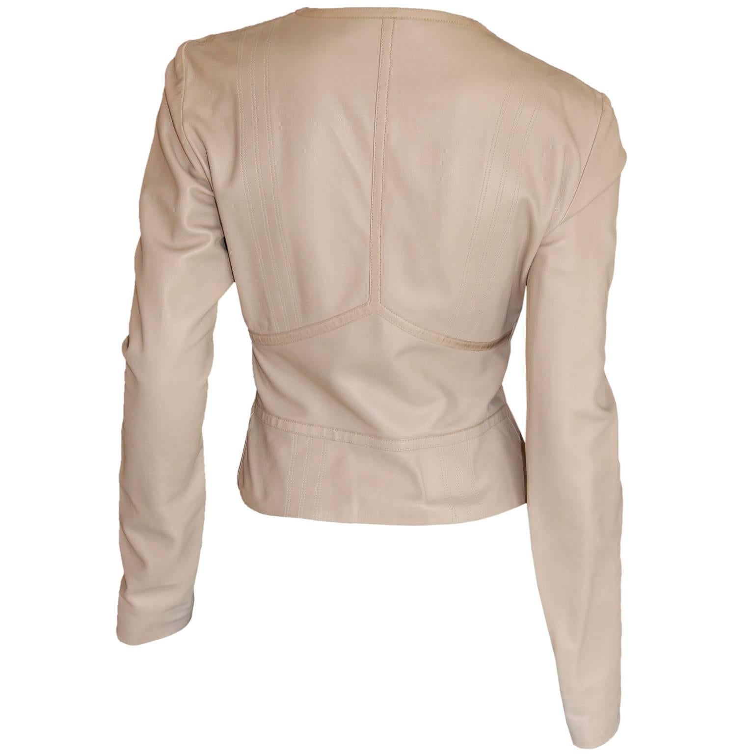 That Ridiculously Rare & Iconic Tom Ford for Gucci Fall/Winter 2001 nude lambskin leather jacket! This heavenly jacket is an Italian size 44 & will fit a US size 6 to 8 beautifully... an absolute must for any Tom Ford lover or