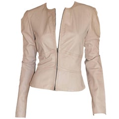 Tom Ford for Gucci FW 2001 Nude Fitted Lambskin Leather Jacket! IT 44