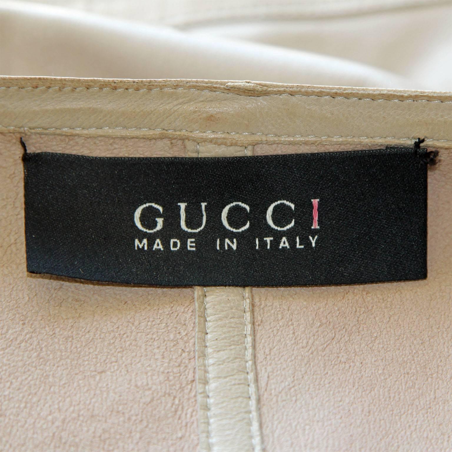 Tom Ford for Gucci FW 2001 Nude Fitted Lambskin Leather Jacket! IT 44 In Good Condition For Sale In Melbourne, AU
