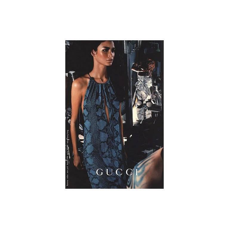 That Iconic Tom Ford for Gucci 2000 Blue Beaded Python Runway Ad Campaign Dress! 1
