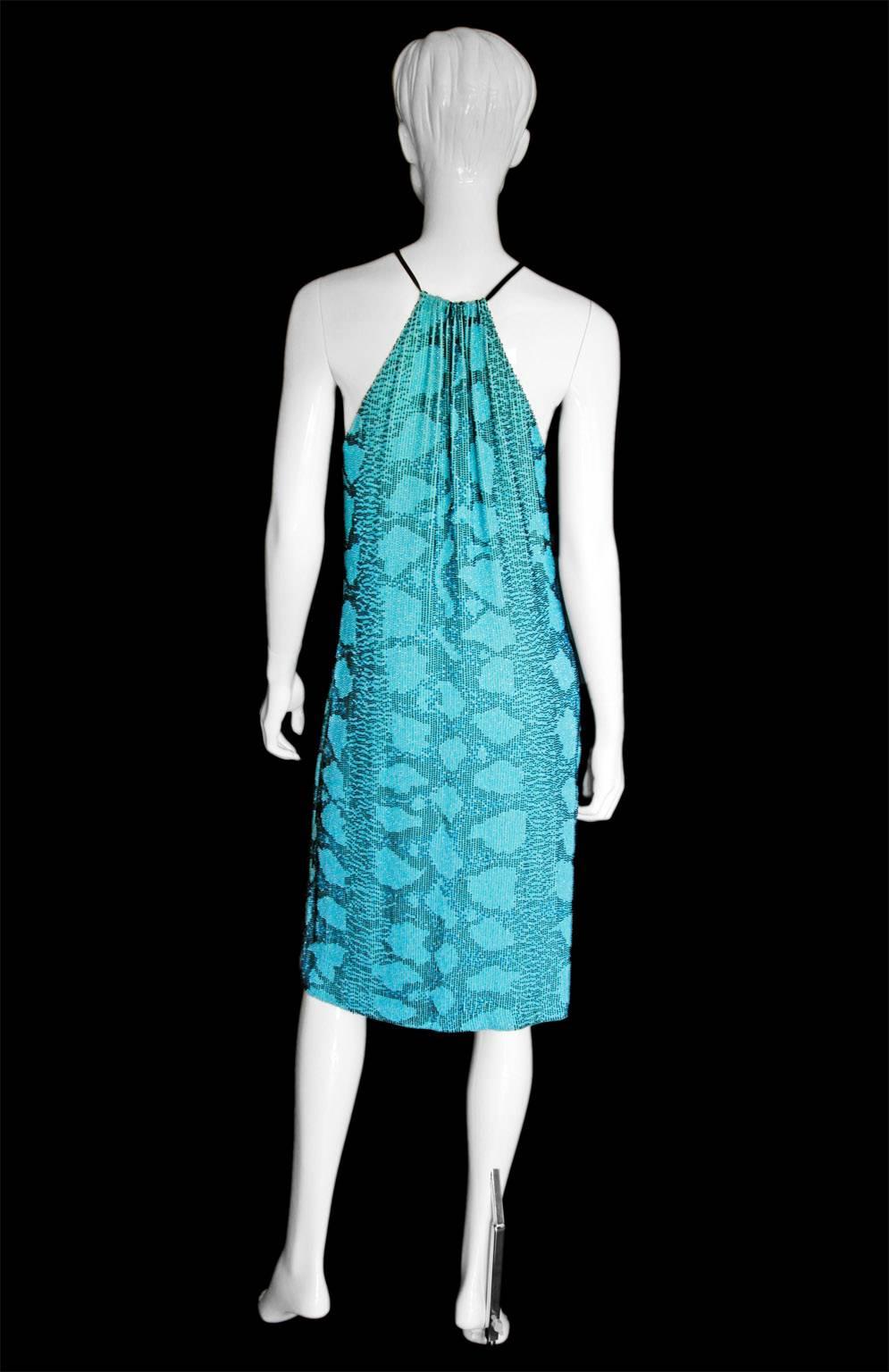 That Iconic Tom Ford for Gucci 2000 Blue Beaded Python Runway Ad Campaign Dress! In Excellent Condition In Melbourne, AU