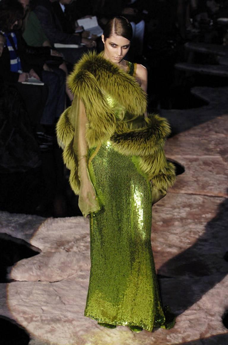That Poison Green Tom Ford For Gucci FW2004 Collection Runway & Ad Campaign Gown 2