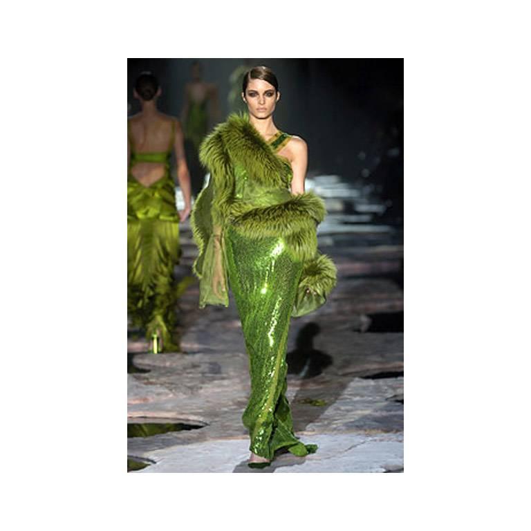 That Poison Green Tom Ford For Gucci FW2004 Collection Runway & Ad Campaign Gown 3