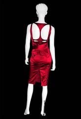 That Incredible Tom Ford For Gucci FW 2003 Cherry Red Silk Corset Dress & Belt