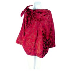 CommeDesGarcons 1996 Convertible Padded RedRoseJacquard & NavyCotton Skirt Cape