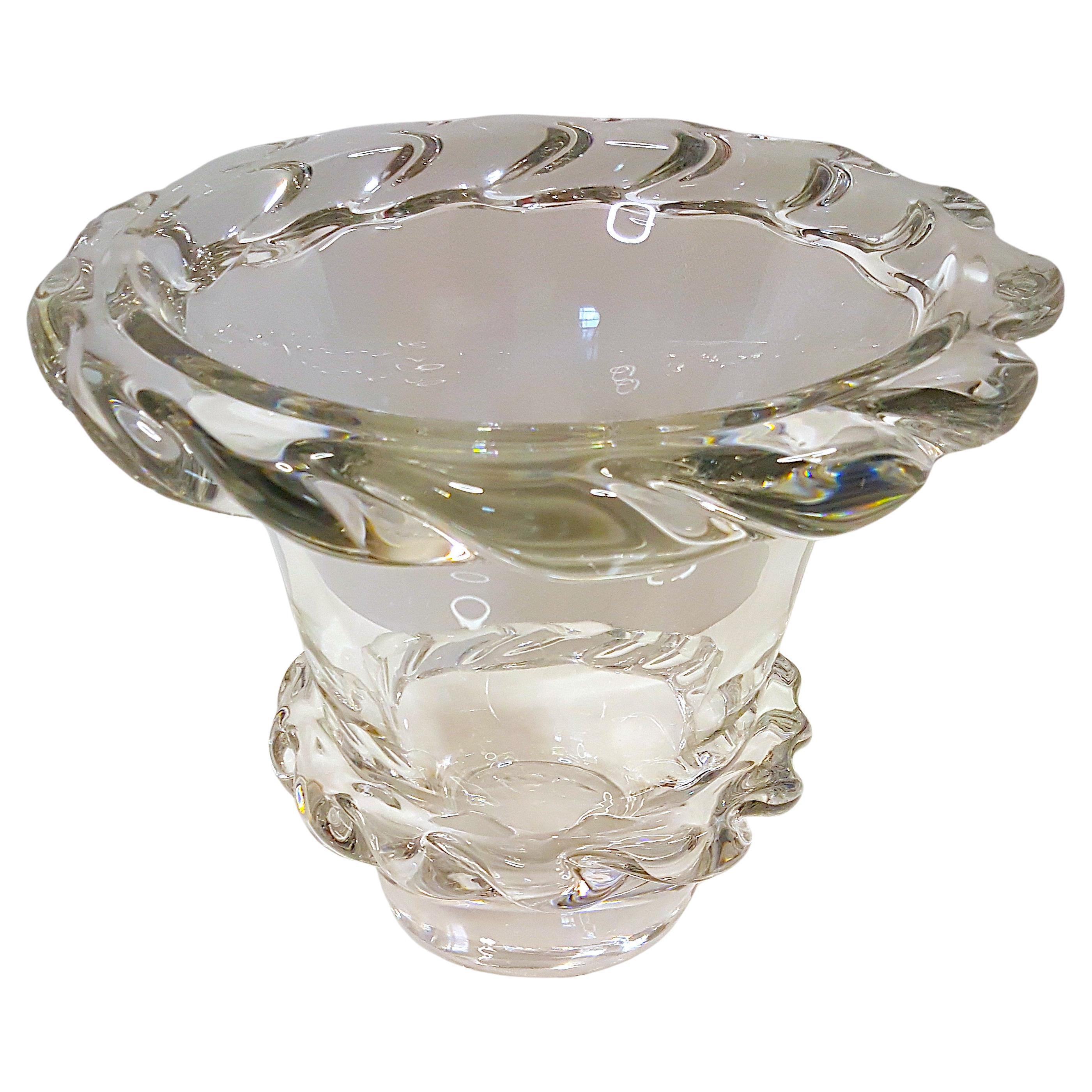 DaumNancyFrance ArtDeco Signé Applications Verre Cristal de Plomb Vase Sculptural en vente