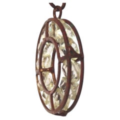 Antique 12 RockCrystals Gilt Bronze Caged Ring MedievalStyle Amuletic Pendant