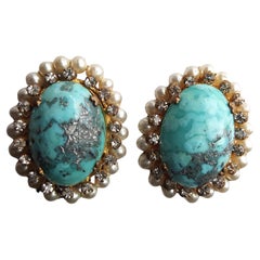 Alta Costura Chanel Pre1955 FirmadoFrancia Gripoix Vidrio Vertido Pendientes Robert Goosens