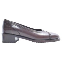 Bally New Custom Fur Lined Vintage Leather Vasano US7 1/2 Wide Brown Low Pumps