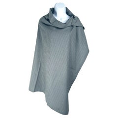 YohjiYamamoto Draped Pinstripe Wool Convertible ApronSkirt Cloke Cape, c1990