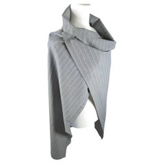 YohjiYamamoto Draped Pinstripe Wool Convertible ApronSkirt Cloke Cape, c1990