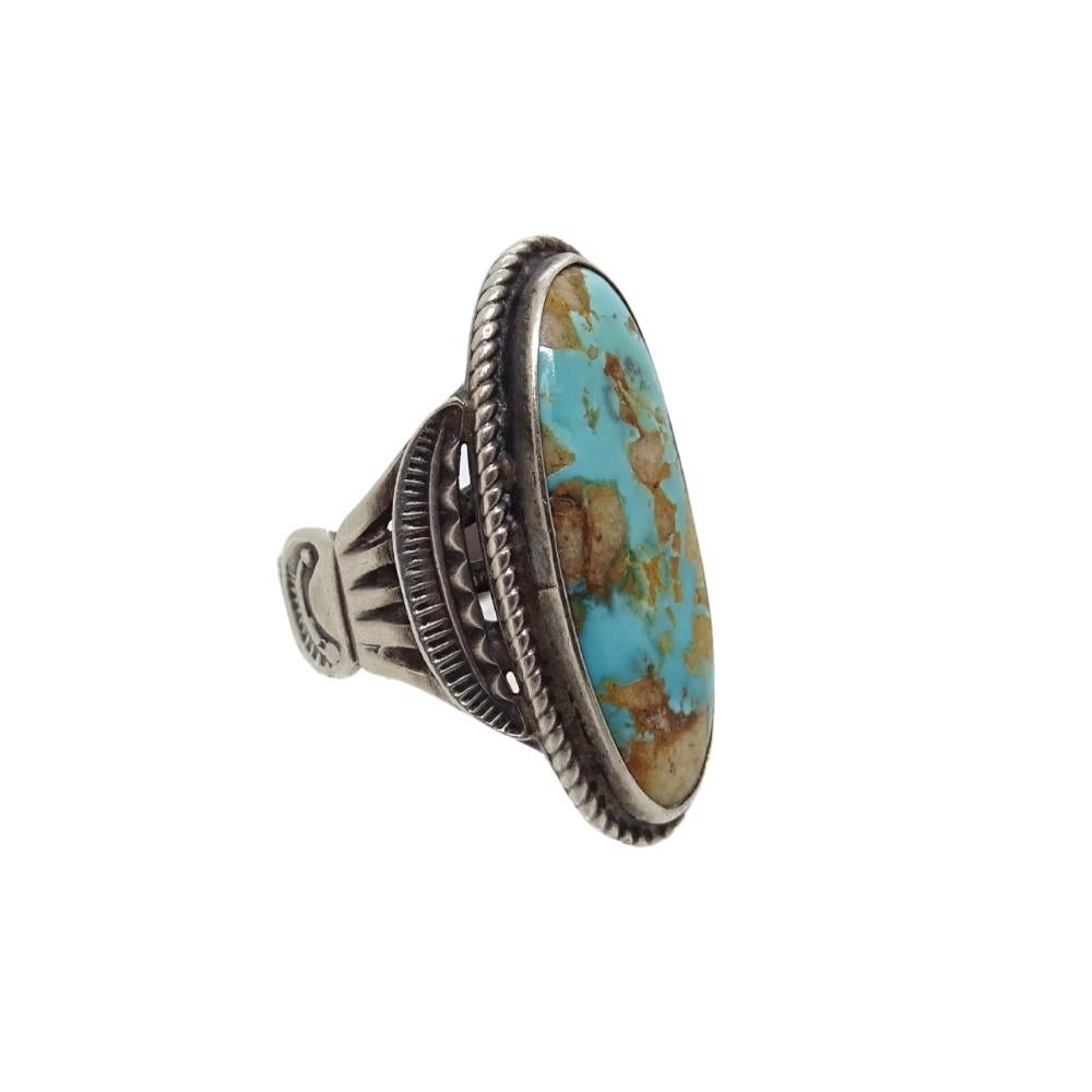 Nativo americano Ralph Lauren Turquoise anello vintage Navajo in turchese naturale e  argento 925 in vendita