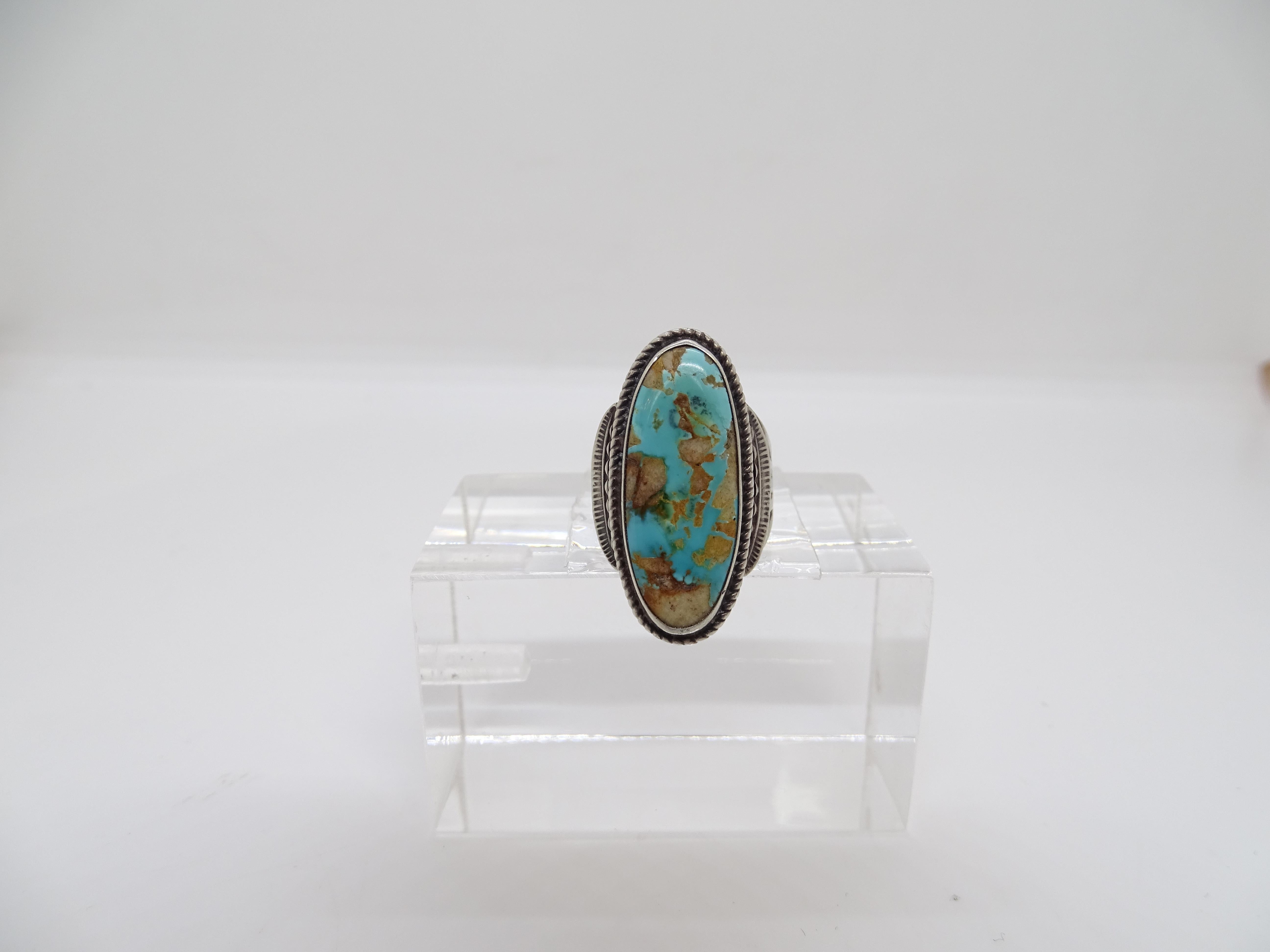 Ralph Lauren Turquoise anello vintage Navajo in turchese naturale e  argento 925 in vendita 3