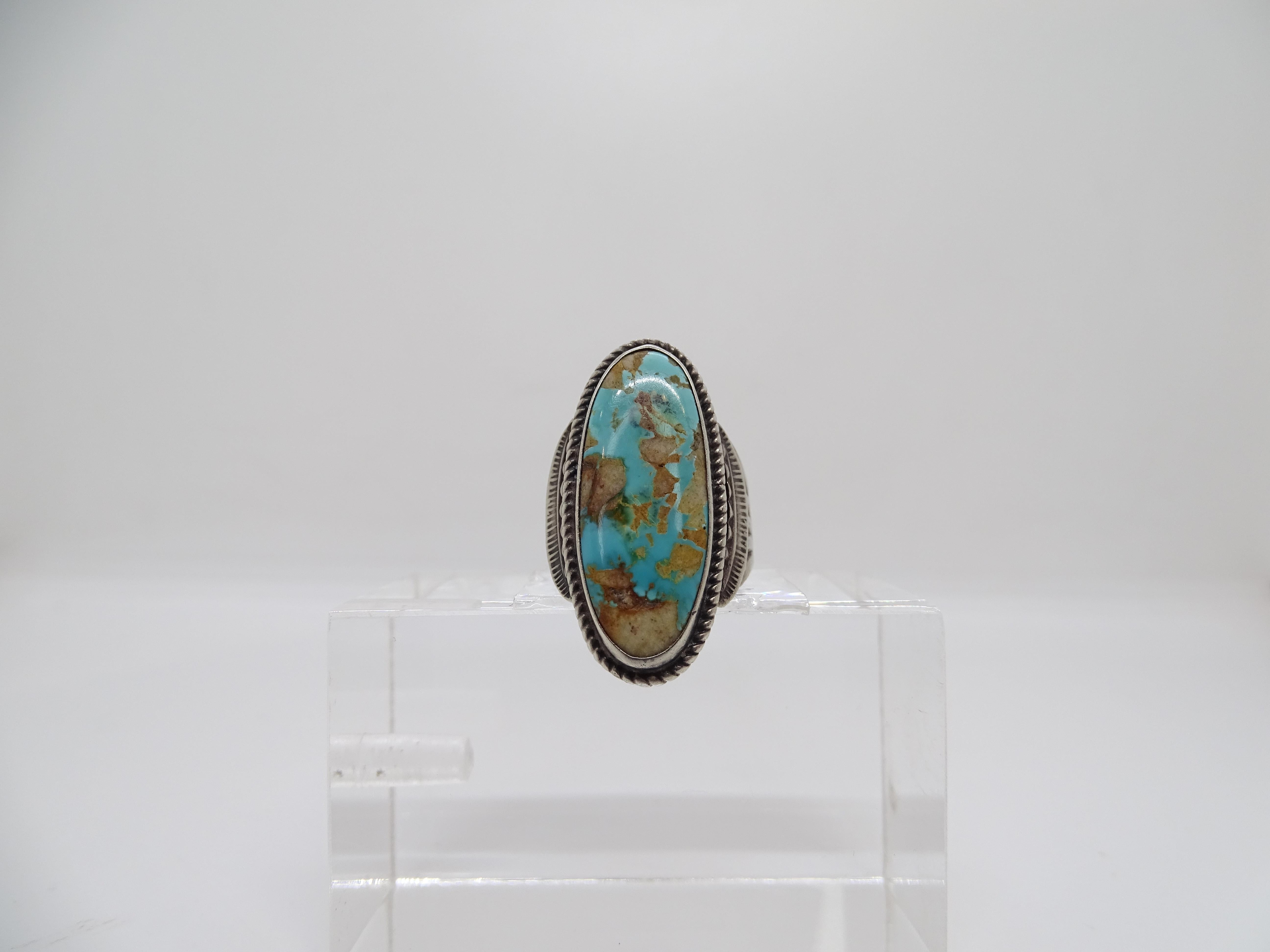 Ralph Lauren Turquoise anello vintage Navajo in turchese naturale e  argento 925 in vendita 2