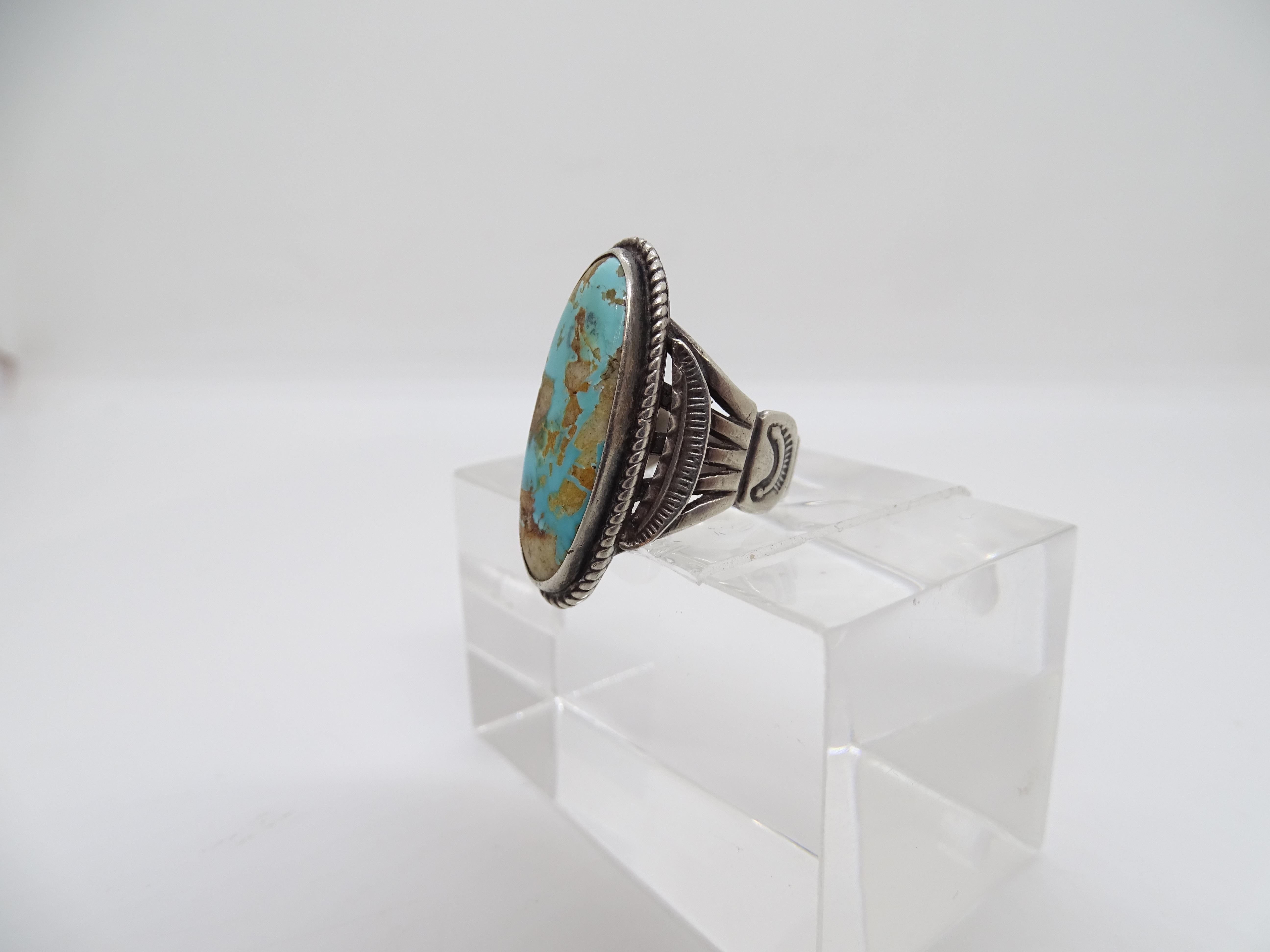 Ralph Lauren Turquoise anello vintage Navajo in turchese naturale e  argento 925 in vendita 5
