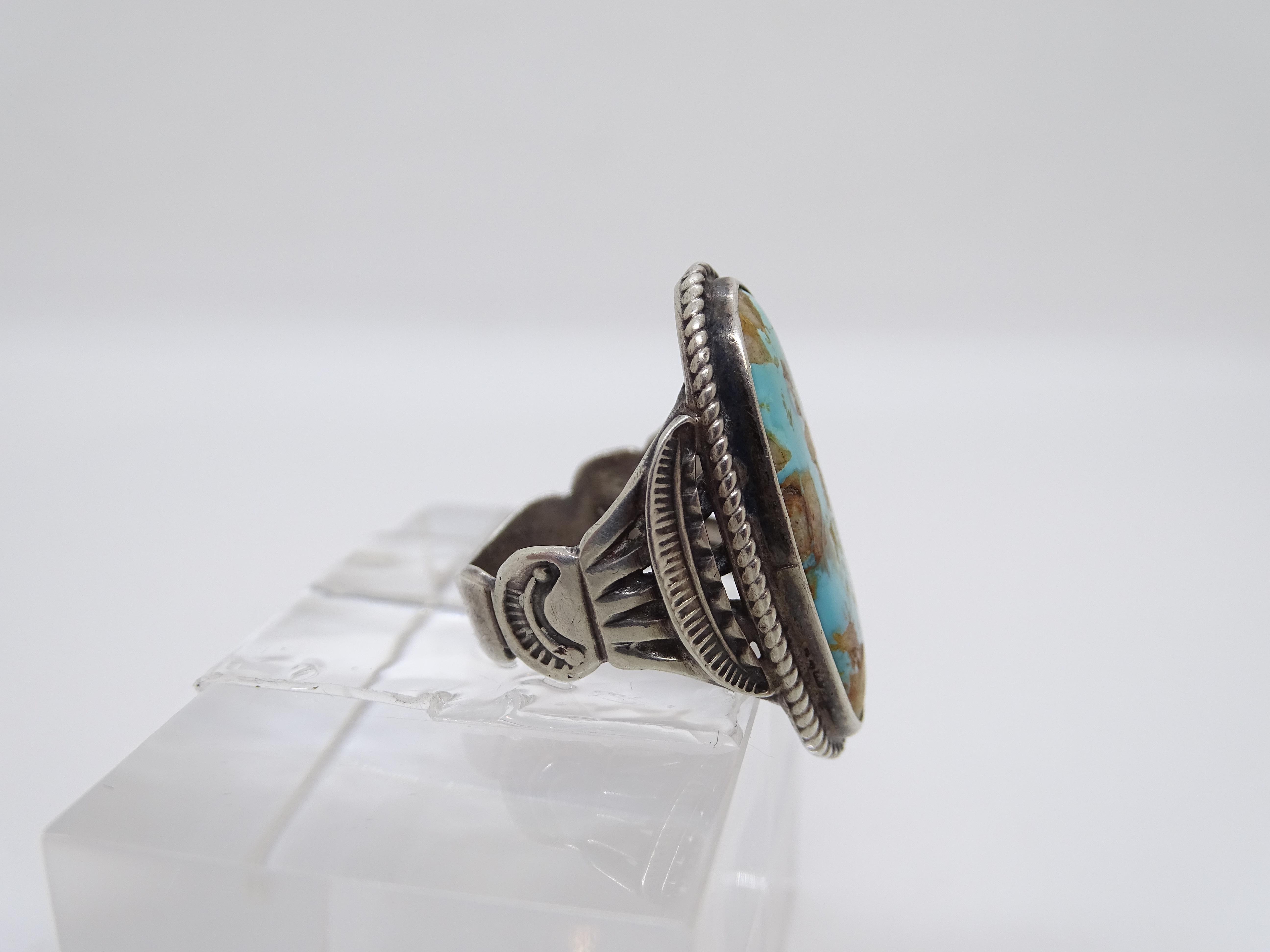 Ralph Lauren Turquoise anello vintage Navajo in turchese naturale e  argento 925 in vendita 6