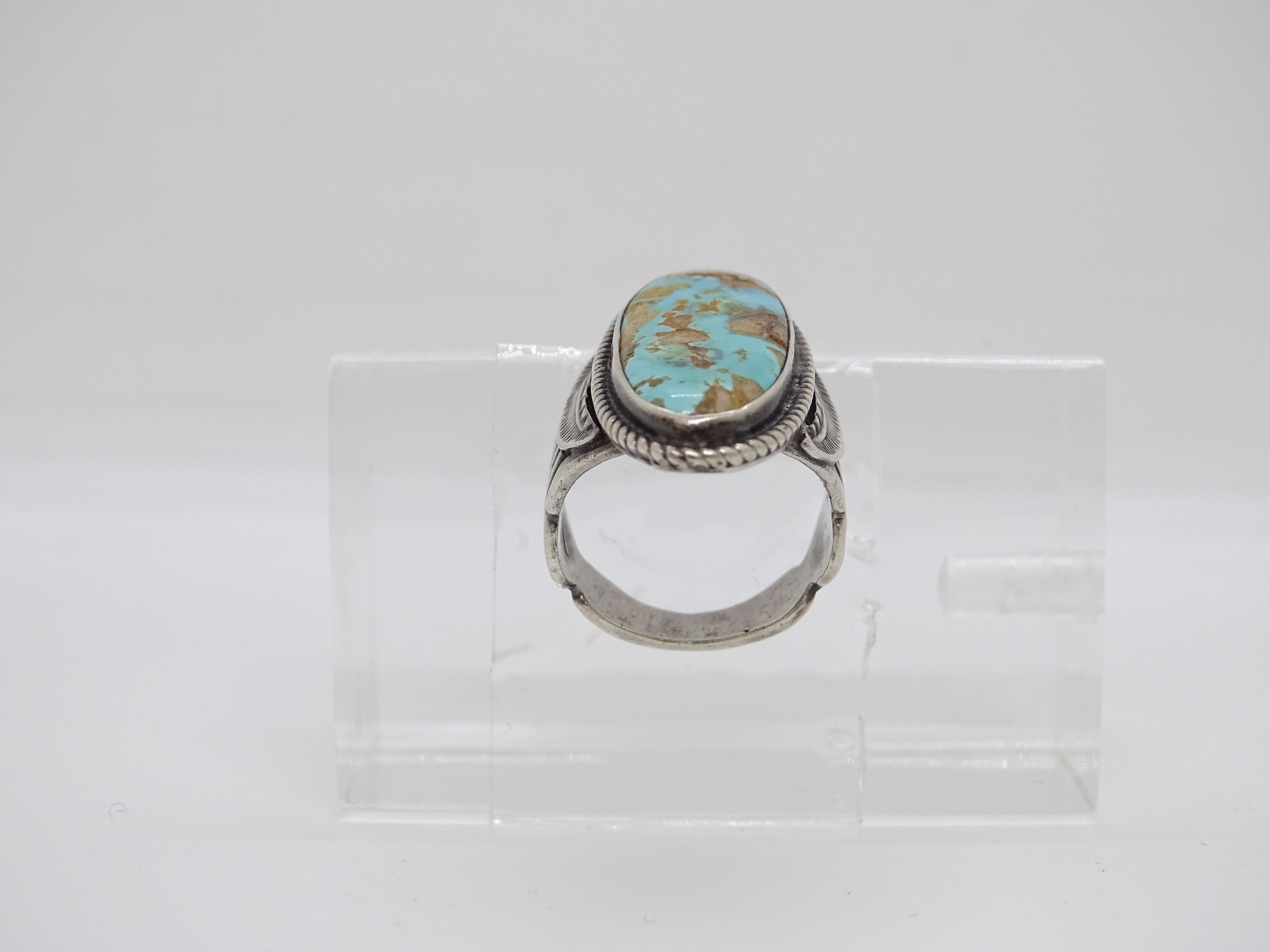 Ralph Lauren Turquoise anello vintage Navajo in turchese naturale e  argento 925 in vendita 8