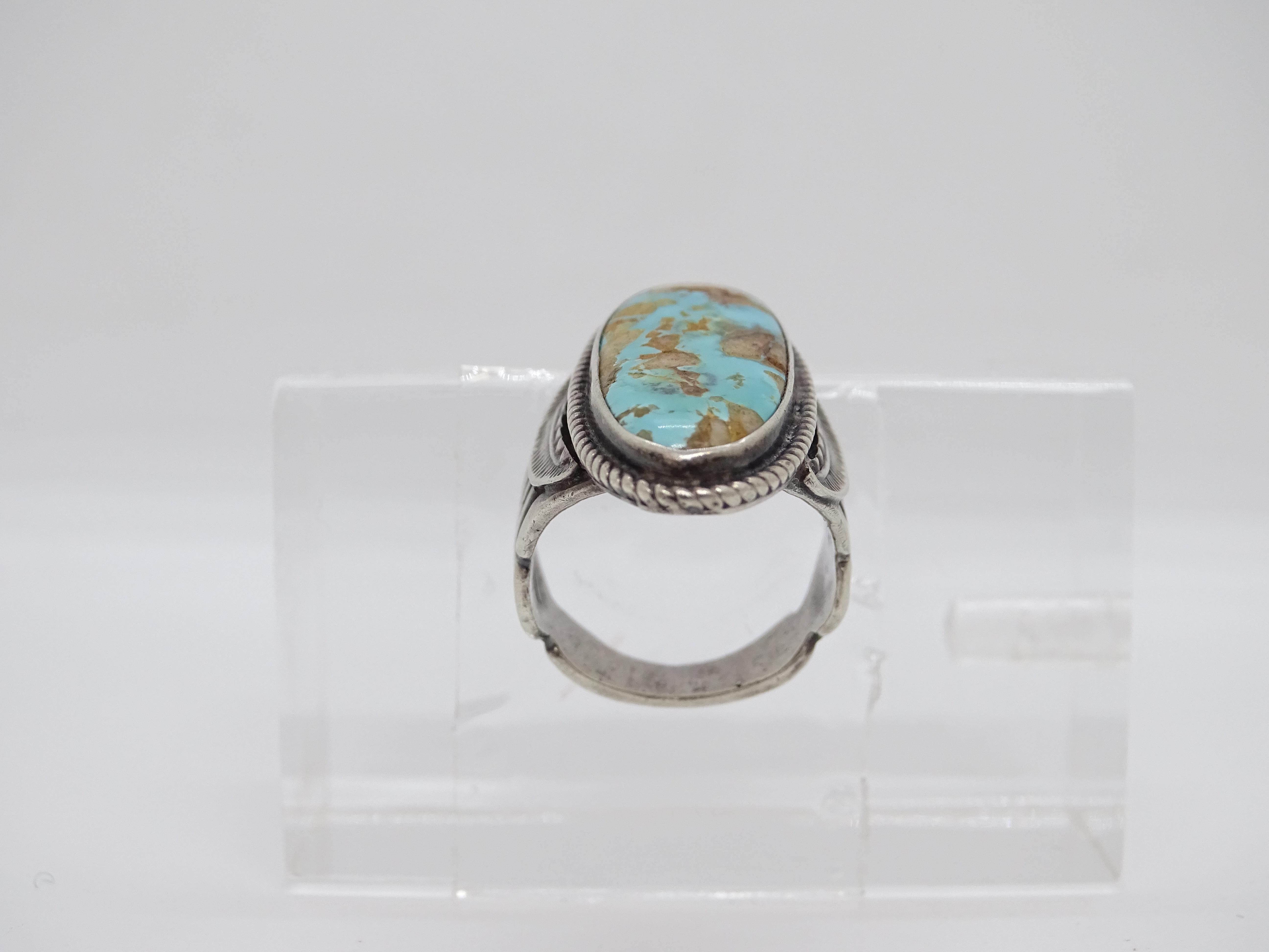 Ralph Lauren Turquoise anello vintage Navajo in turchese naturale e  argento 925 in vendita 9