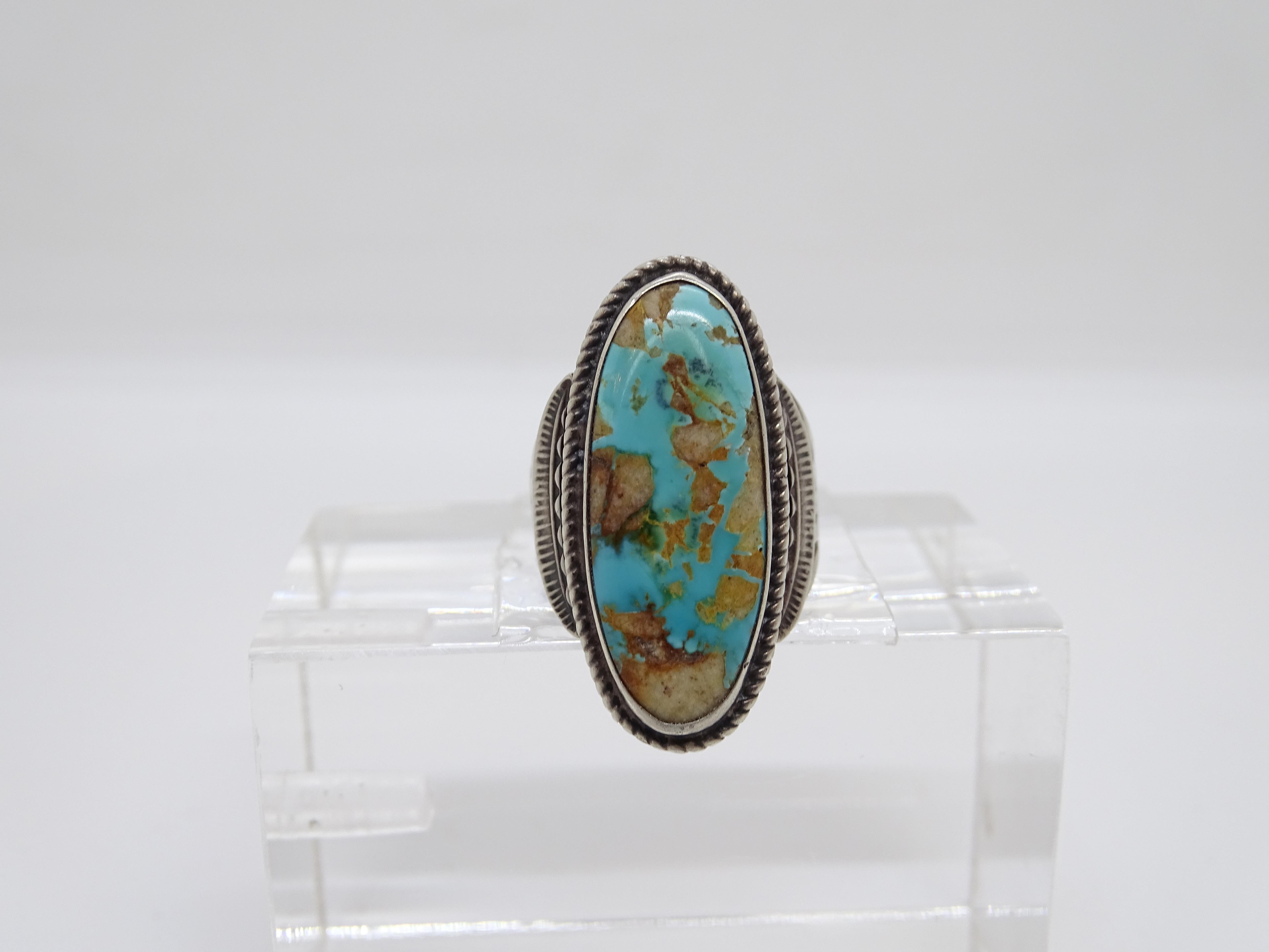 Ralph Lauren Turquoise anello vintage Navajo in turchese naturale e  argento 925 in vendita 7