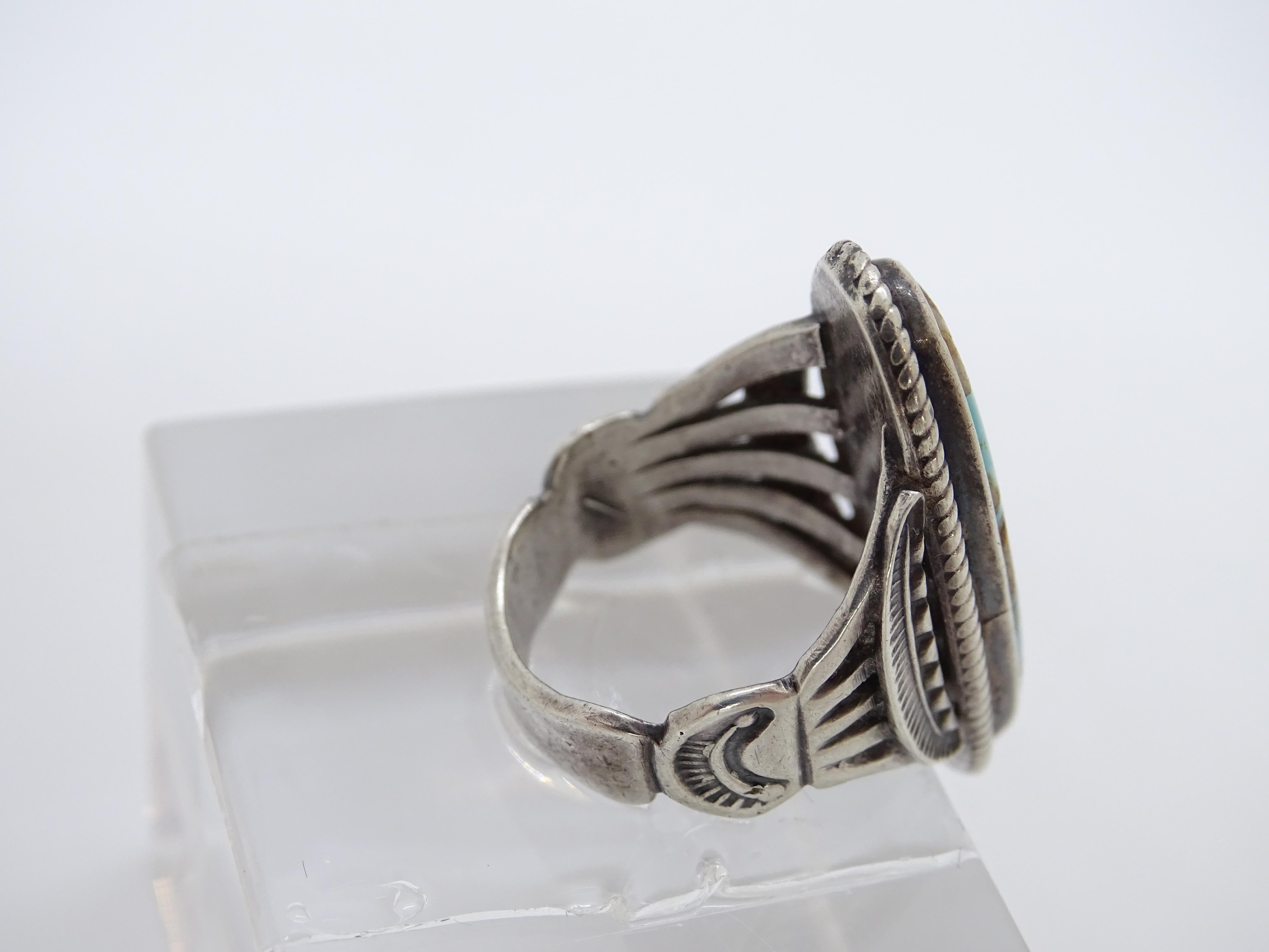 Ralph Lauren Turquoise anello vintage Navajo in turchese naturale e  argento 925 in vendita 10