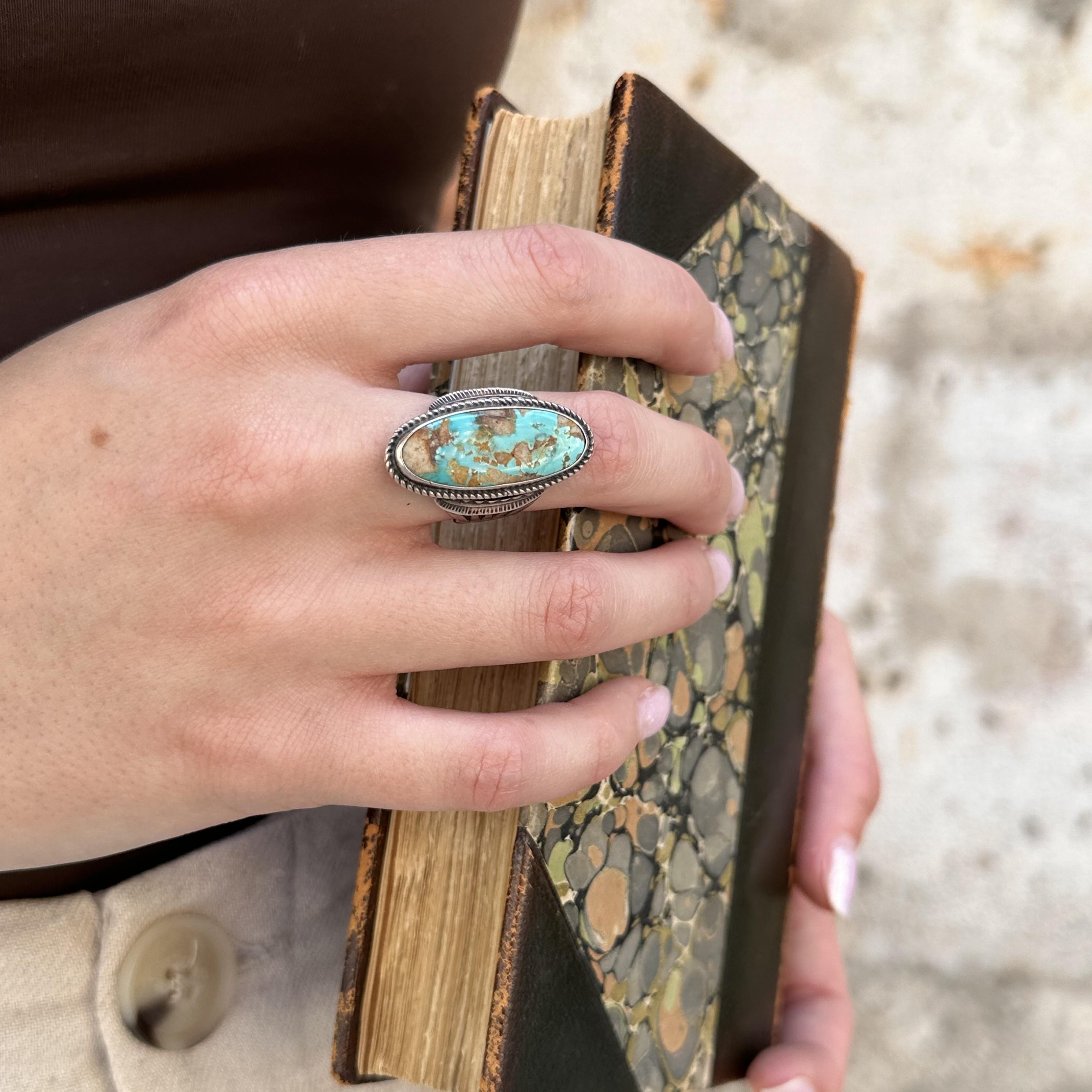 Ralph Lauren Turquoise anello vintage Navajo in turchese naturale e  argento 925 in vendita 13