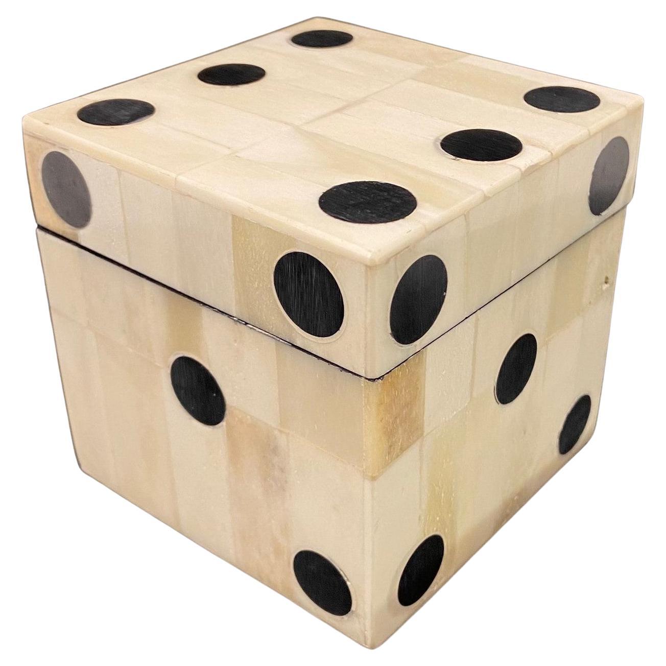 Vintage French bone dice game box For Sale