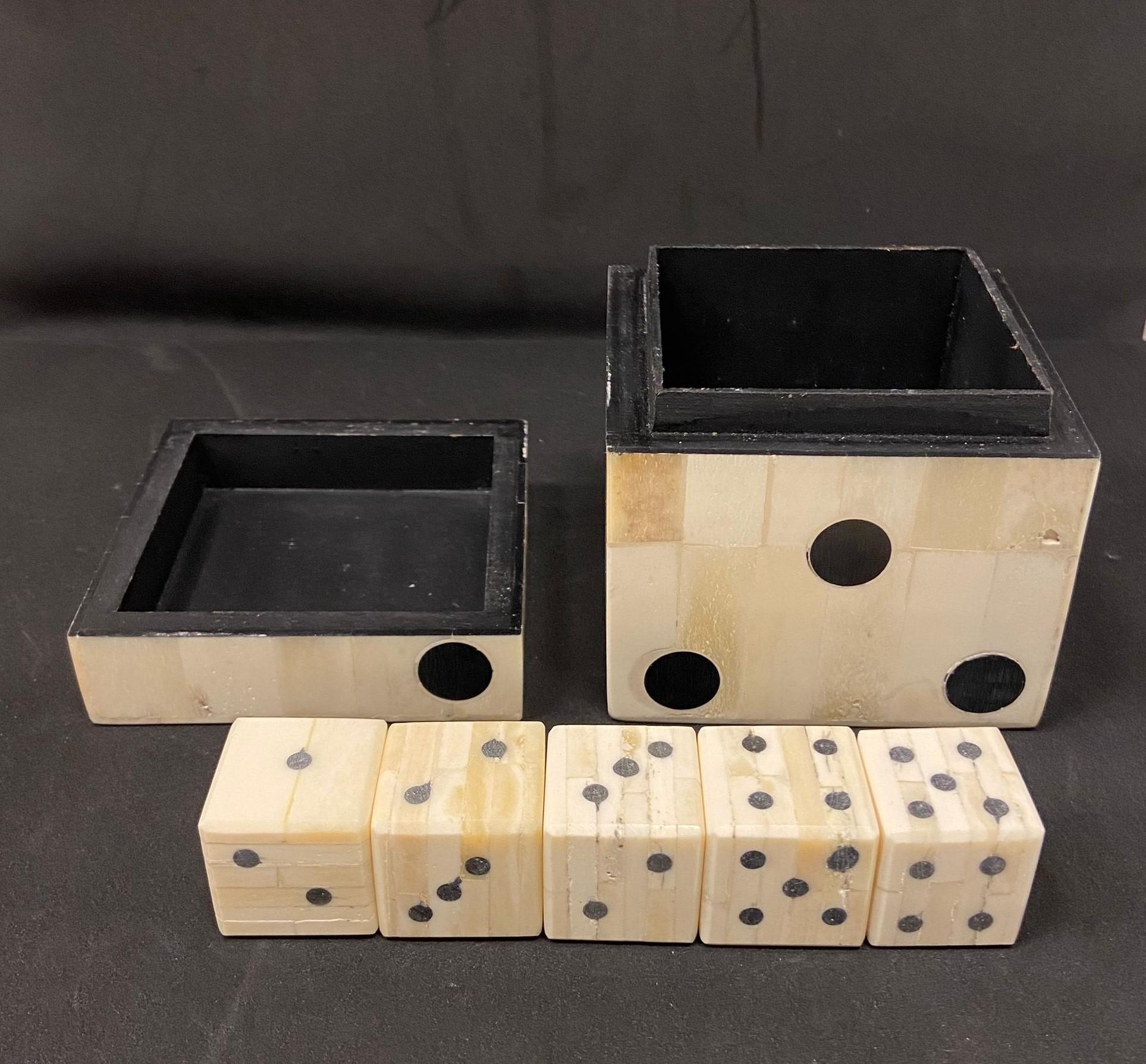 Vintage French bone dice game box For Sale 6