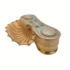 Napoleo III Inkwell writing set by the French ceramist Jacob Petit, signed