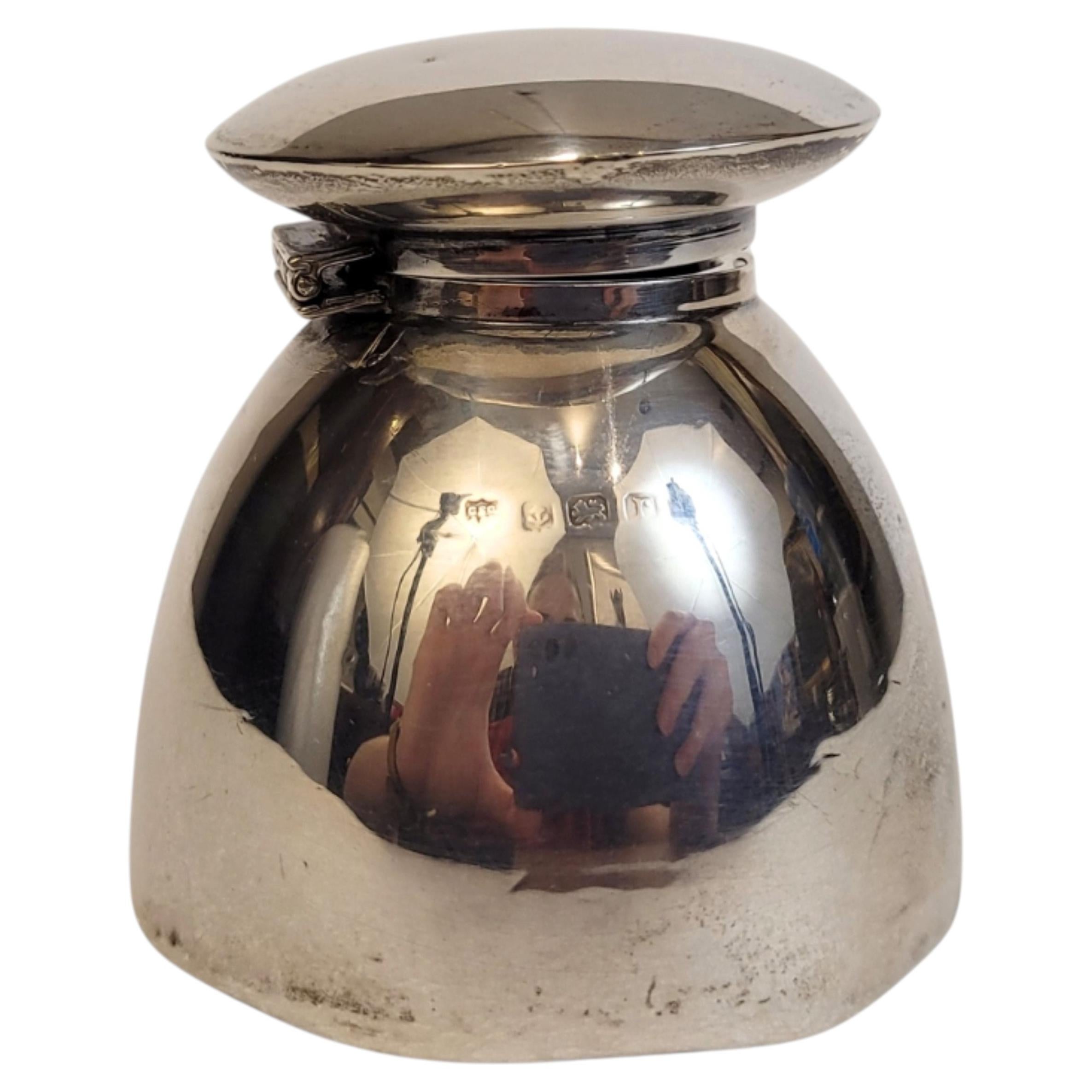 Art Nouveau inkwell, sterling silver, Charles S. Green & Co. Ltd, England
