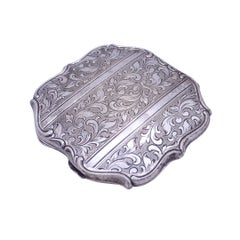 Art Nouveau Powder compact with mirror, silver plate, Art Nouveau France