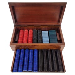 Italian poker game box in walnut with bakelite chips