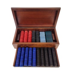 Italian poker game box in walnut with bakelite chips