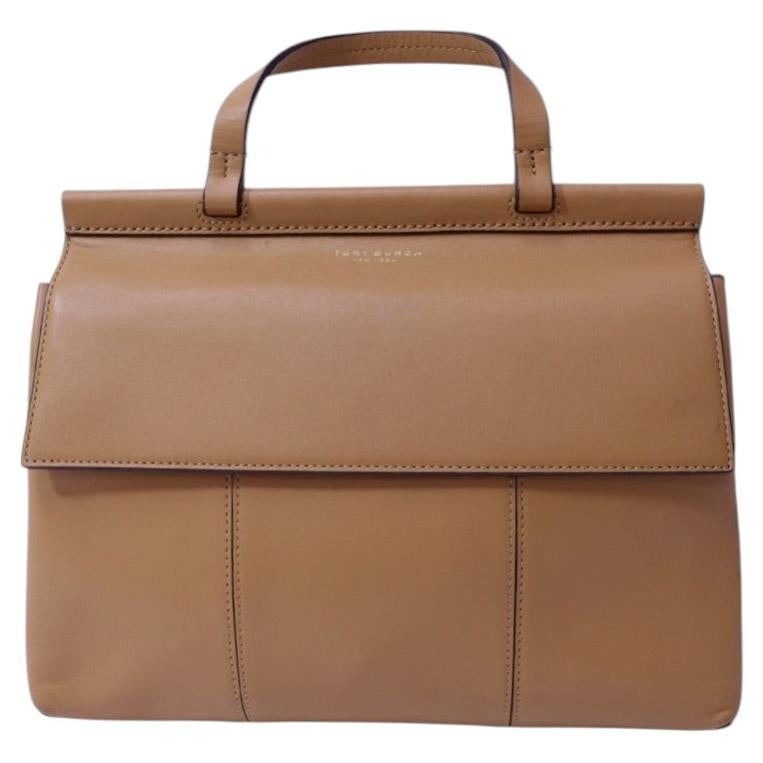 Pre-owned Tory Burch Tan Leather Top Handle Satchel Bag In Brown