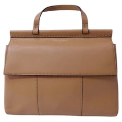 Tory Burch Satchel-Tasche aus hellbraunem Leder mit Tragegriff