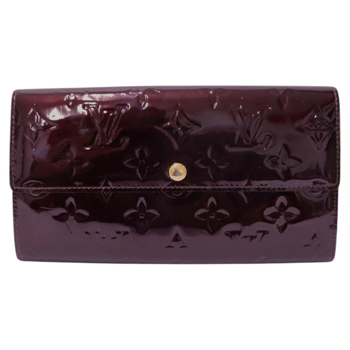 Louis Vuitton Sarah Wallet Amarante Monogram Vernis Patent Leather Long Wallet