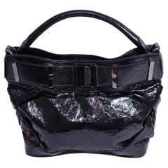 Burberry Black Patent Leather Buckle Hobo Shoulder Bag