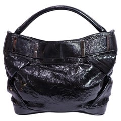 Burberry Black Patent Leather Buckle Hobo Shoulder Bag