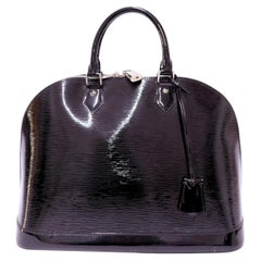 Louis Vuitton Alma GM Noir Electric Epi Patent Leather Handbag