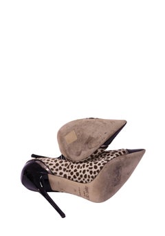 Jimmy Choo Black Patent Leather & Leopard Calf Hair Pointed Toe Pumps - EU 38