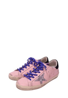 Golden Goose Superstar Pink Leather Glitter Star Sneakers - EU 37