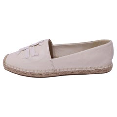 Zapatos planos tipo alpargata de Tory Burch en piel color crema con el logotipo «Double T» - EU 38