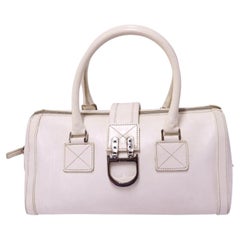 Christian Dior White Leather Diorissimo Boston Bag