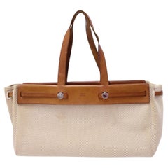 Hermès Herbag Cabas Beige Canvas & Natural Leather Tote Bag