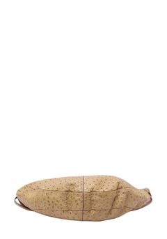 Salvatore Ferragamo Beige Ostrich Leather Hobo Shoulder Bag